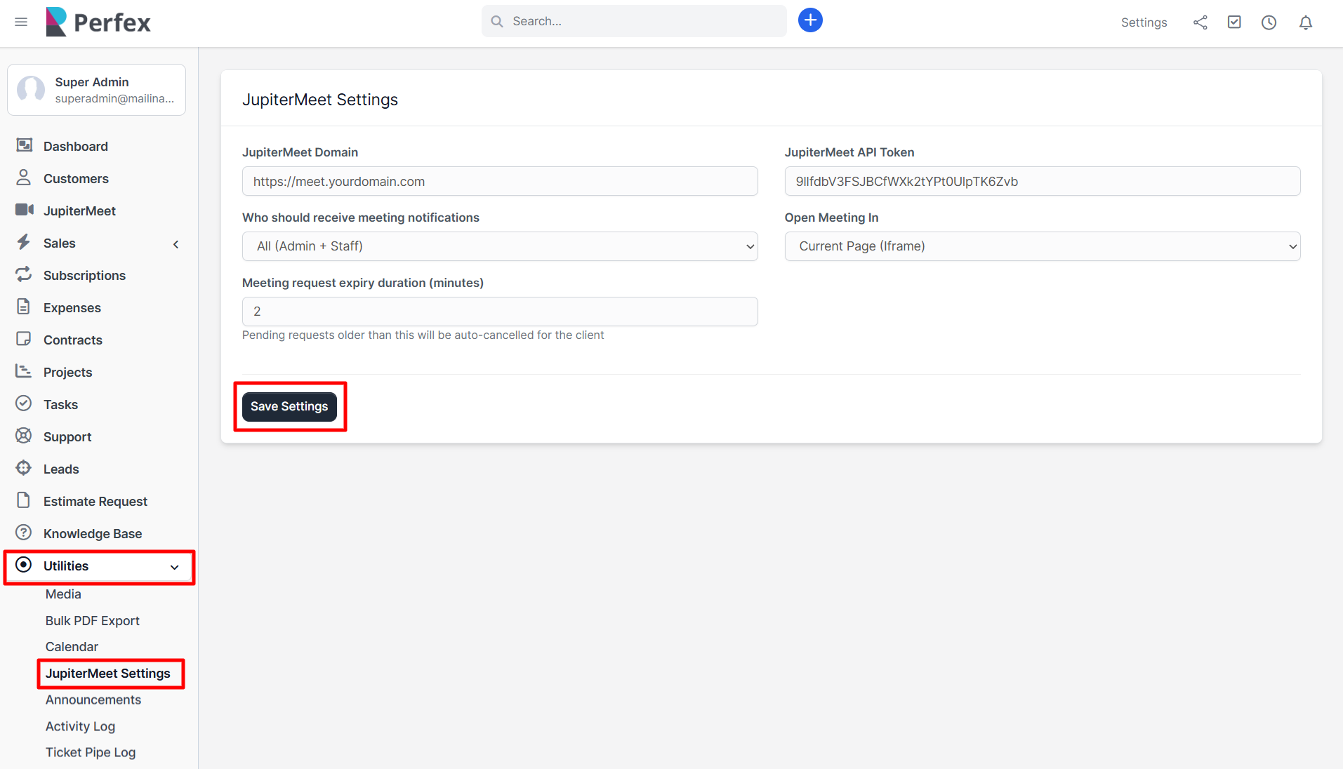 Perfex CRM Settings