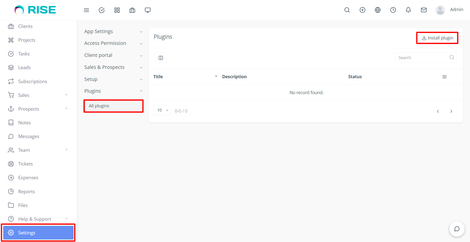 RISE CRM Settings