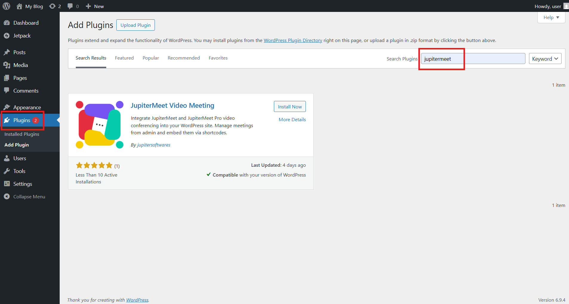 Upload Plugin Screen